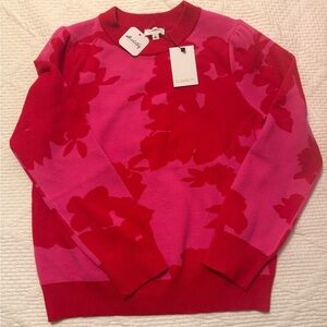 Sugarlips Vibrant Red and Pink Floral Sweater